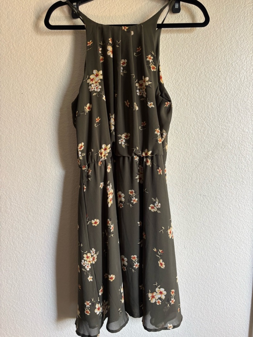 Blue Rain Olive Green Floral Dress. Size L